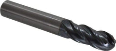 OSG - 10mm Diam, 25mm LOC, 4 Flute Solid Carbide Ball End Mill - TiAlN Finish, Single End, 70mm OAL, 10mm Shank Diam, Spiral Flute - USA Tool & Supply