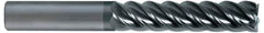 SGS - 5/8", 5 Flute, Single End, Solid Carbide, 0.03" Corner Radius End Mill - 3" OAL, 45° Helix, Right Hand Flute, 3/4" LOC, Right Hand Cut - USA Tool & Supply