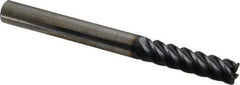 SGS - 3/8", 5 Flute, Single End, Solid Carbide, 0.03" Corner Radius End Mill - 4" OAL, 45° Helix, Right Hand Flute, 1-1/2" LOC, Right Hand Cut - USA Tool & Supply