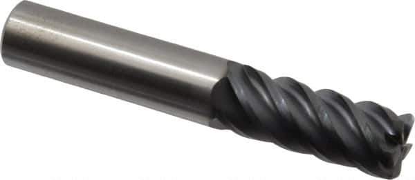 SGS - 1/2", 5 Flute, Single End, Solid Carbide, 0.06" Corner Radius End Mill - 3" OAL, 45° Helix, Right Hand Flute, 1-1/4" LOC, Right Hand Cut - USA Tool & Supply