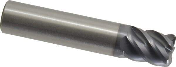 SGS - 1/2", 5 Flute, Single End, Solid Carbide, 0.06" Corner Radius End Mill - 2-1/2" OAL, 45° Helix, Right Hand Flute, 5/8" LOC, Right Hand Cut - USA Tool & Supply