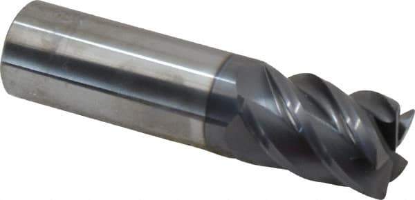 SGS - 3/4", 5 Flute, Single End, Solid Carbide, 0.03" Corner Radius End Mill - 3" OAL, 45° Helix, Right Hand Flute, 1" LOC, Right Hand Cut - USA Tool & Supply