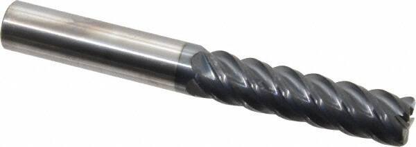 SGS - 1/2", 5 Flute, Single End, Solid Carbide, 0.06" Corner Radius End Mill - 4" OAL, 45° Helix, Right Hand Flute, 2" LOC, Right Hand Cut - USA Tool & Supply
