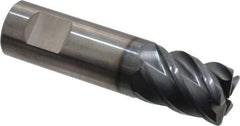 SGS - 3/4", 5 Flute, Single End, Solid Carbide, 0.06" Corner Radius End Mill - 3" OAL, 45° Helix, Right Hand Flute, 1" LOC, Right Hand Cut - USA Tool & Supply