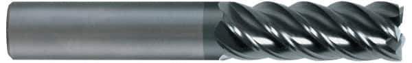 SGS - 3/4", 1" LOC, 3/4" Shank Diam, 3" OAL, 5 Flute, Solid Carbide Square End Mill - Single End, AlTiN Finish, Spiral Flute, 45° Helix, Right Hand Cut, Right Hand Flute, Series 55 - USA Tool & Supply