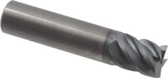 SGS - 5/8", 3/4" LOC, 5/8" Shank Diam, 3" OAL, 5 Flute, Solid Carbide Square End Mill - Single End, AlTiN Finish, Spiral Flute, 45° Helix, Right Hand Cut, Right Hand Flute, Series 55 - USA Tool & Supply