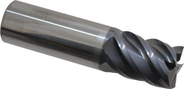 SGS - 3/4", 1" LOC, 3/4" Shank Diam, 3" OAL, 5 Flute, Solid Carbide Square End Mill - Single End, AlTiN Finish, Spiral Flute, 45° Helix, Right Hand Cut, Right Hand Flute, Series 55 - USA Tool & Supply