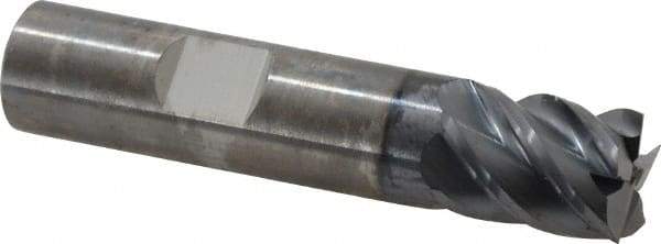 SGS - 5/8", 3/4" LOC, 5/8" Shank Diam, 3" OAL, 5 Flute, Solid Carbide Square End Mill - Single End, AlTiN Finish, Spiral Flute, 45° Helix, Right Hand Cut, Right Hand Flute, Series 55 - USA Tool & Supply