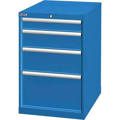LISTA - 4 Drawer, 21 Compartment Bright Blue Steel Modular Storage Cabinet - USA Tool & Supply