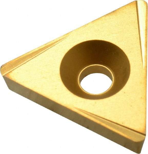 Value Collection - TPGC322 LF Grade TCN55 Carbide Turning Insert - TiN Finish, 60° Triangle, 3/8" Inscr Circle, 1/8" Thick, 1/32" Corner Radius - USA Tool & Supply