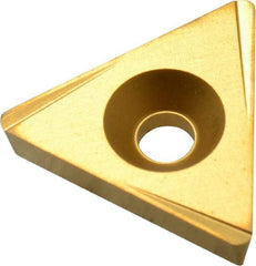Value Collection - TPGC322 LF Grade TCN55 Carbide Turning Insert - TiN Finish, 60° Triangle, 3/8" Inscr Circle, 1/8" Thick, 1/32" Corner Radius - USA Tool & Supply