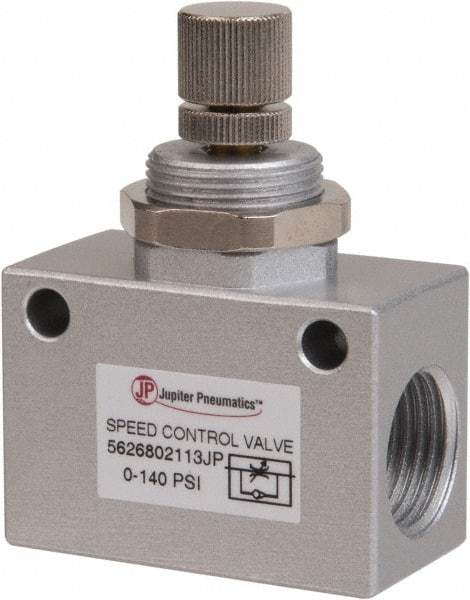 PRO-SOURCE - 1/2" NPT Inline Speed Control Valve - 0 to 140.78 psi & Aluminum Alloy Material - USA Tool & Supply
