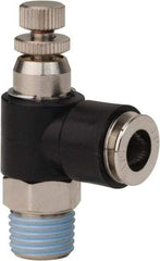 PRO-SOURCE - 1/4" NPT x 5/16" Tube OD Right Angle Flow Control Valve - 0 to 113.76 psi & Techno Polymer, Brass, Steel Material - USA Tool & Supply
