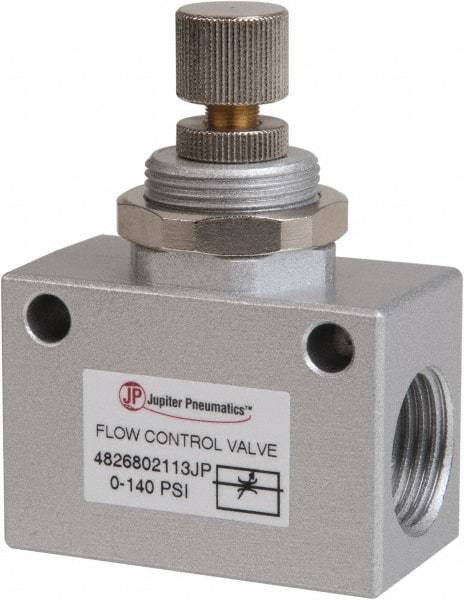 PRO-SOURCE - 1/2" NPT Inline Flow Control Valve - 0 to 140.78 psi & Aluminum Alloy Material - USA Tool & Supply