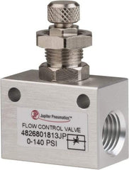 PRO-SOURCE - 1/4" NPT Inline Flow Control Valve - 0 to 140.78 psi & Aluminum Alloy Material - USA Tool & Supply