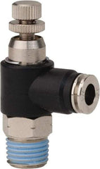 PRO-SOURCE - 1/4" Male NPT x 1/4" Tube OD Compact Banjo Valve - 0 to 113.76 psi & Techno Polymer, Brass, Steel Material - USA Tool & Supply