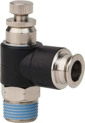 PRO-SOURCE - 3/8" Male NPT x 3/8" Tube OD Compact Banjo Valve - 0 to 113.76 psi & Techno Polymer, Brass, Steel Material - USA Tool & Supply