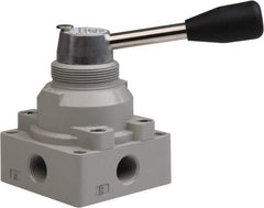 Value Collection - 3/8" NPT Manual Mechanical Valve - 4-Way, 2 Position with L Cock Device, 0.976 CV Rate & 127.98 Max psi - USA Tool & Supply