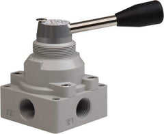 Value Collection - 1/2" NPT Manual Mechanical Valve - 4-Way, 3 Position with L Cock Device, 0.976 CV Rate & 127.98 Max psi - USA Tool & Supply