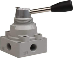 Value Collection - 3/8" NPT Manual Mechanical Valve - 4-Way, 3 Position with L Cock Device, 0.976 CV Rate & 127.98 Max psi - USA Tool & Supply