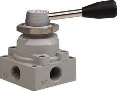 Value Collection - 1/2" NPT Manual Mechanical Valve - 4-Way, 3 Position with I Panel Nut, 0.976 CV Rate & 127.98 Max psi - USA Tool & Supply