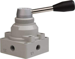 PRO-SOURCE - 1/4" NPT Manual Mechanical Valve - 4-Way, 2 Position, Lever, 0.98 CV Rate & 127.98 Max psi - USA Tool & Supply