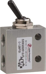 PRO-SOURCE - 1/8" NPT 3 Way, 2 Position Mini Mechanical Valve - 0.298 CV Rate, 7 CFM, 127.98 Max psi, Toggle/Manual Actuator - USA Tool & Supply