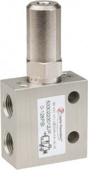 PRO-SOURCE - 1/8" NPT 3 Way, 2 Position Mini Mechanical Valve - 0.298 CV Rate, 7 CFM, 127.98 Max psi, Air Pilot/Spring Actuator - USA Tool & Supply