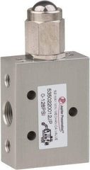 PRO-SOURCE - 1/8" NPT 5 Way, 2 Position Mini Mechanical Valve - 0.34 CV Rate, 9 CFM, 127.98 Max psi, Ball Plunger/Spring Actuator - USA Tool & Supply