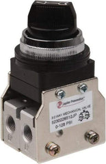 Value Collection - 1/8" NPT Mechanically Operated Air Valve - 3 Way, 2 Position, Two Stack Selector/Manual, 0.76 CV Rate & 127.98 Max psi - USA Tool & Supply