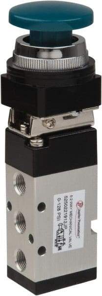 Value Collection - 1/8" NPT Mechanically Operated Air Valve - 5-Way, 2 Position, Palm Button/Spring, 0.76 CV Rate & 127.98 Max psi - USA Tool & Supply