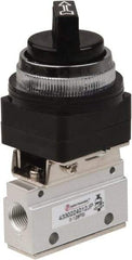 PRO-SOURCE - 1/8" NPT Mechanically Operated Air Valve - 3 Way, 2 Position, Selector/Manual, 0.1 CV Rate & 127.98 Max psi - USA Tool & Supply