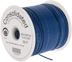 Made in USA - 22 AWG, 7 Strand, 500' OAL, Tinned Copper Hook Up Wire - Blue PVC Jacket, 0.062" Diam - USA Tool & Supply