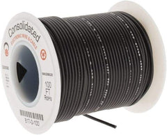 Made in USA - 24 AWG, 7 Strand, 100' OAL, Tinned Copper Hook Up Wire - Black PVC Jacket, 0.056" Diam - USA Tool & Supply