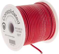 Made in USA - 14 AWG, 41 Strand, 100' OAL, Tinned Copper Hook Up Wire - Red PVC Jacket, 0.136" Diam - USA Tool & Supply