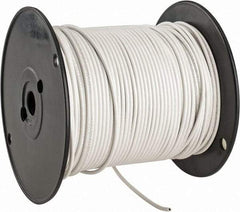 Made in USA - 14 AWG, 41 Strand, 500' OAL, Tinned Copper Hook Up Wire - White PVC Jacket, 0.136" Diam - USA Tool & Supply