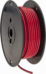 Made in USA - 10 AWG, 105 Strand, 100' OAL, Tinned Copper Hook Up Wire - Red PVC Jacket, 0.18" Diam - USA Tool & Supply