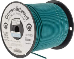 Made in USA - 12 AWG, 65 Strand, 500' OAL, Tinned Copper Hook Up Wire - Green PVC Jacket, 0.155" Diam - USA Tool & Supply