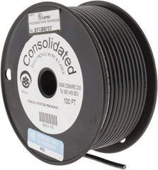 Made in USA - 12 AWG, 65 Strand, 100' OAL, Tinned Copper Hook Up Wire - Black PVC Jacket, 0.155" Diam - USA Tool & Supply