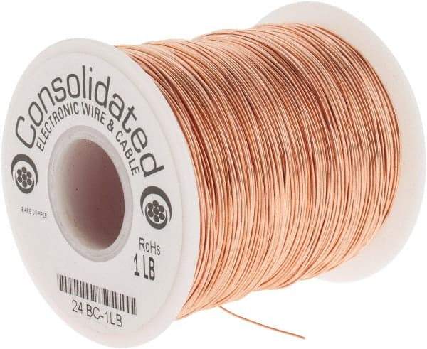 Made in USA - 24 AWG, 0.0201 Inch Diameter, 804 Ft., Solid, Grounding Wire - Copper, ASTM B3, QQ-W-343 Type S, RoHS Compliant - USA Tool & Supply