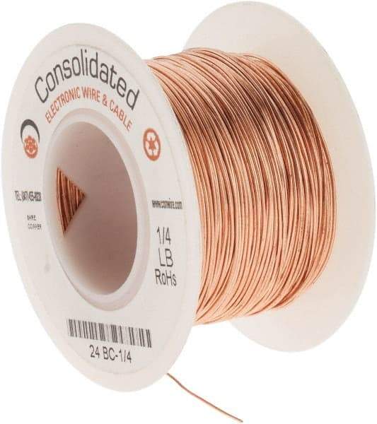 Made in USA - 24 AWG, 0.0201 Inch Diameter, 201 Ft., Solid, Grounding Wire - Copper, ASTM B3, QQ-W-343 Type S, RoHS Compliant - USA Tool & Supply