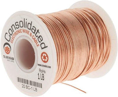 Made in USA - 20 AWG, 0.032 Inch Diameter, 318 Ft., Solid, Grounding Wire - Copper, ASTM B3, QQ-W-343 Type S, RoHS Compliant - USA Tool & Supply