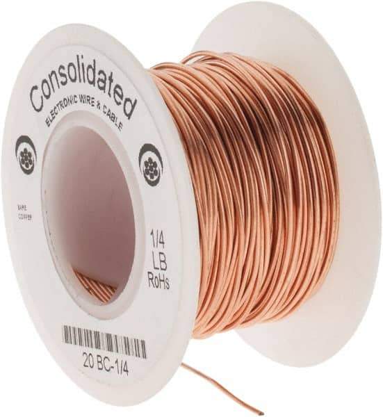 Made in USA - 20 AWG, 0.032 Inch Diameter, 79 Ft., Solid, Grounding Wire - Copper, ASTM B3, QQ-W-343 Type S, RoHS Compliant - USA Tool & Supply