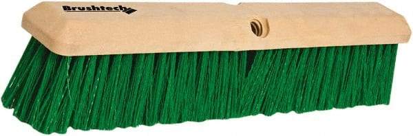 PRO-SOURCE - 18" General Purpose Polypropylene Push Broom - 3" Bristle Length, Plastic Block, Threaded Handle Connection, Handle Sold Separately - USA Tool & Supply