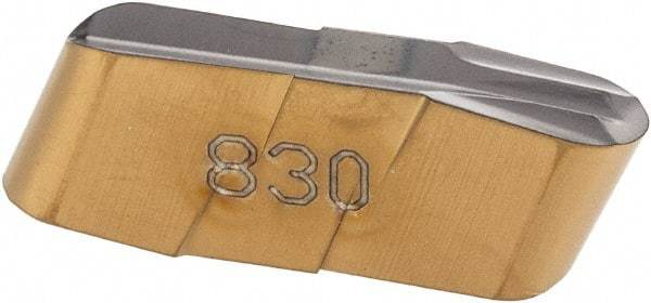 Iscar - 400200GIF E Grade IC830, 4mm Cutting Width Carbide Grooving Insert - 2mm Max Depth of Cut, Neutral, 2mm Corner Radius, TiAlN Finish - USA Tool & Supply