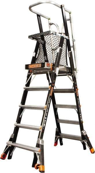 Little Giant Ladder - 108" 8 Step Platform - Rolling Work Platform, 375 Lb Capacity, 108" Platform Height, 45-1/2" Base Width x 87" Base Depth, Aluminum - USA Tool & Supply