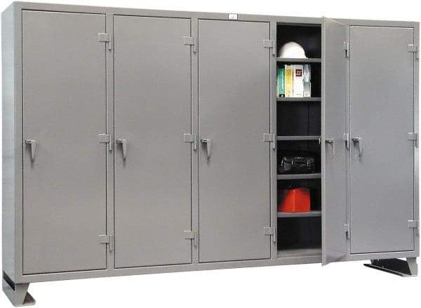 Strong Hold - 25 Shelf Locking Storage Cabinet - Steel, 122" Wide x 24" Deep x 78" High, Dark Gray - USA Tool & Supply