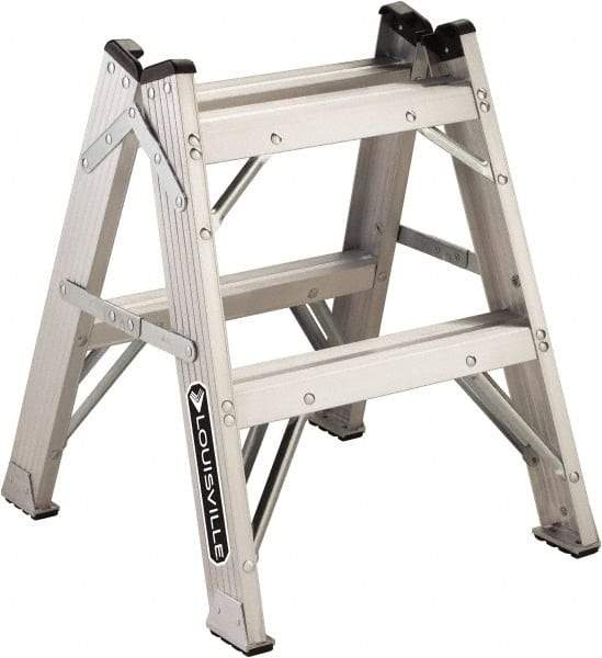 Louisville - 1 Step, 2' High, Type IAA Rating, Aluminum Step Stand - 375 Lb Capacity, 21" Base Width - USA Tool & Supply