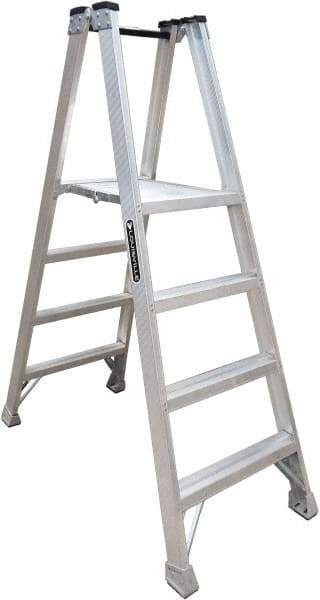 Louisville - 5 Steps, 6' High, Type IA Rating, Aluminum Platform Ladder - 300 Lb Capacity, 28-1/2" Base Width - USA Tool & Supply