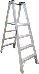 Louisville - 3 Steps, 4' High, Type IA Rating, Aluminum Platform Ladder - 300 Lb Capacity, 25-3/8" Base Width - USA Tool & Supply